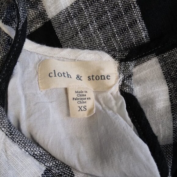 Cloth & Stone White Black Checker Gingham Mini Frayed Hem Halter Dress XS - Picture 12 of 13